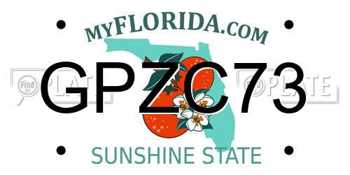 GPZC73 Florida License Plate