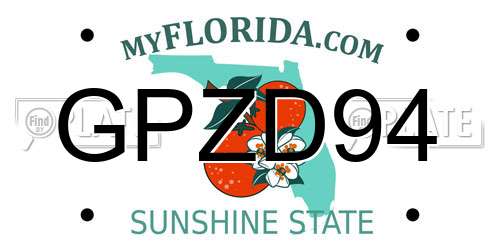 GPZD94 Florida License Plate