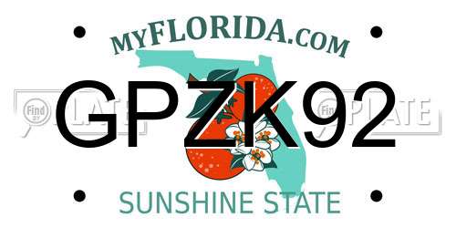 GPZK92 Florida License Plate