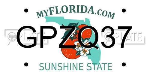 GPZQ37 Florida License Plate