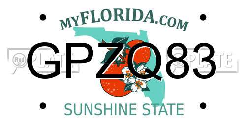 GPZQ83 Florida License Plate
