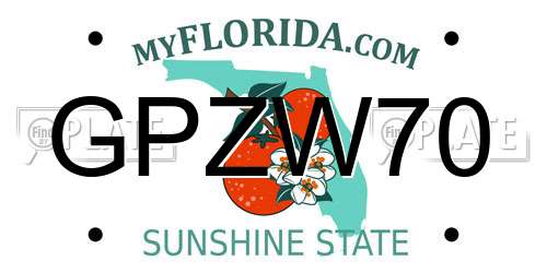 GPZW70 Florida License Plate