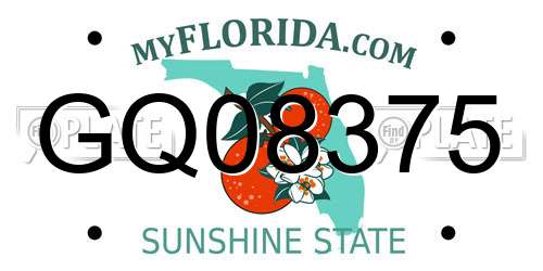 GQ08375 Florida License Plate