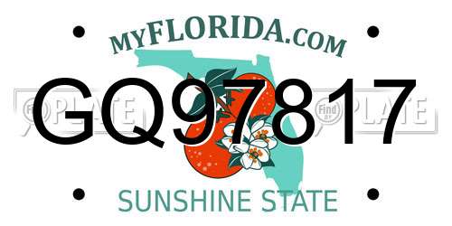 GQ97817 Florida License Plate