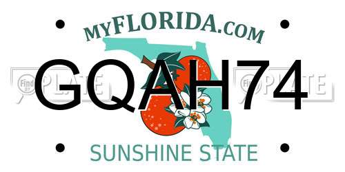 GQAH74 Florida License Plate