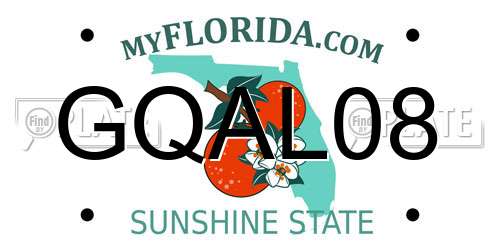 GQAL08 Florida License Plate