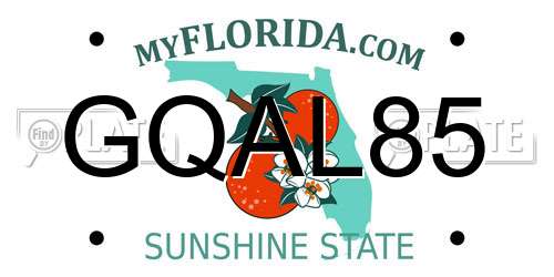 GQAL85 Florida License Plate
