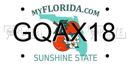 GQAX18 Florida License Plate