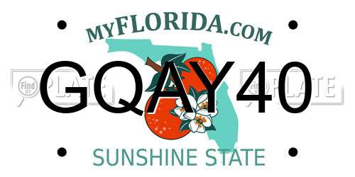 GQAY40 Florida License Plate