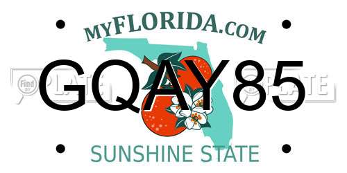GQAY85 Florida License Plate
