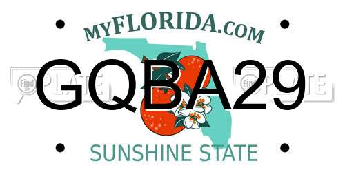 GQBA29 Florida License Plate