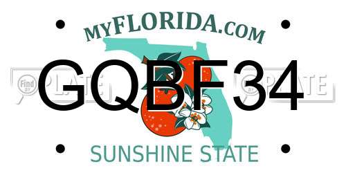 GQBF34 Florida License Plate