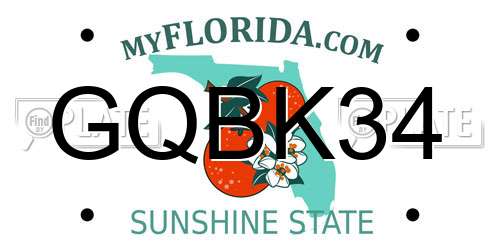GQBK34 Florida License Plate