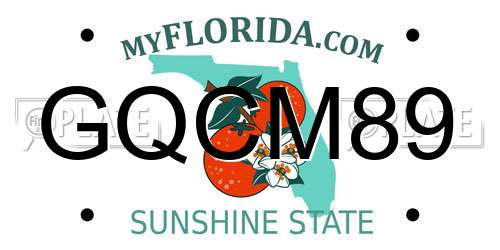 GQCM89 Florida License Plate