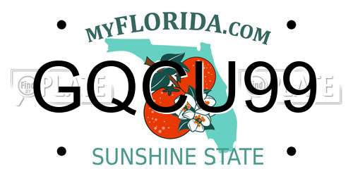 GQCU99 Florida License Plate