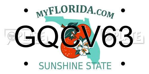 GQCV63 Florida License Plate