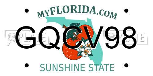 GQCV98 Florida License Plate