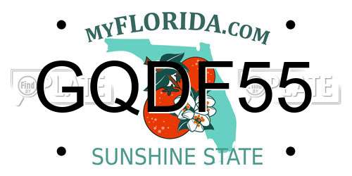 GQDF55 Florida License Plate