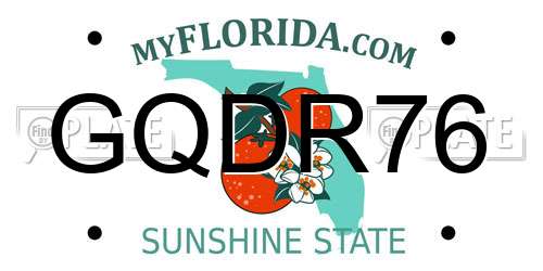 GQDR76 Florida License Plate