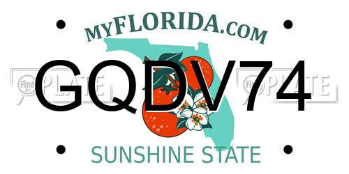 GQDV74 Florida License Plate