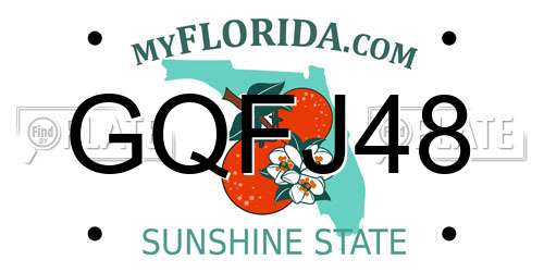 GQFJ48 Florida License Plate