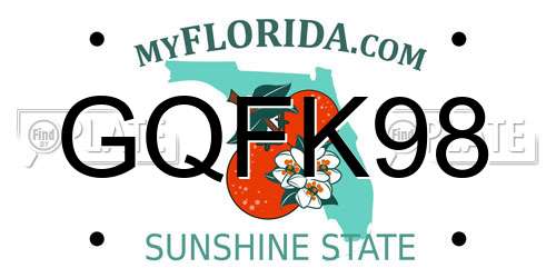 GQFK98 Florida License Plate
