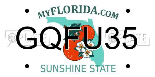 GQFU35 Florida License Plate
