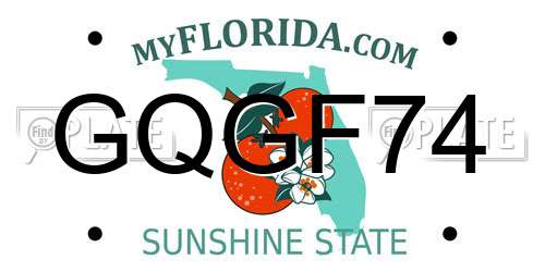 GQGF74 Florida License Plate