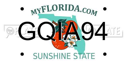 GQIA94 Florida License Plate