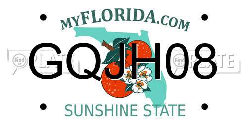GQJH08 Florida License Plate