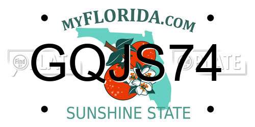 GQJS74 Florida License Plate