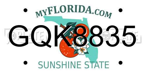 GQK8835 Florida License Plate