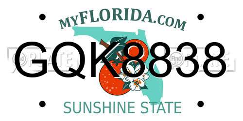 GQK8838 Florida License Plate