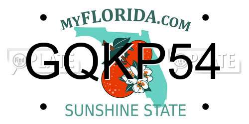 GQKP54 Florida License Plate