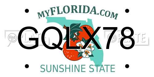 GQLX78 Florida License Plate