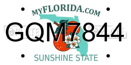 GQM7844 Florida License Plate