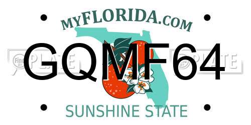 GQMF64 Florida License Plate