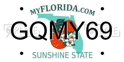 GQMY69 Florida License Plate