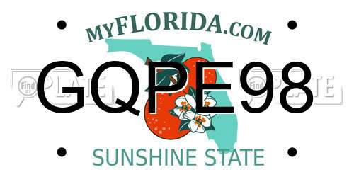 GQPE98 Florida License Plate