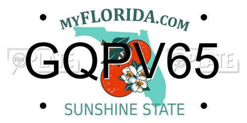 GQPV65 Florida License Plate