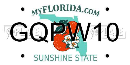 GQPW10 Florida License Plate