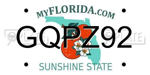 GQPZ92 Florida License Plate