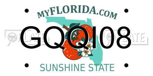 GQQI08 Florida License Plate