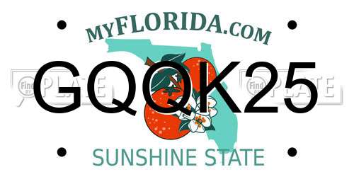 GQQK25 Florida License Plate