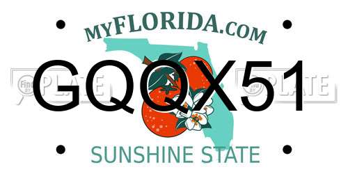 GQQX51 Florida License Plate