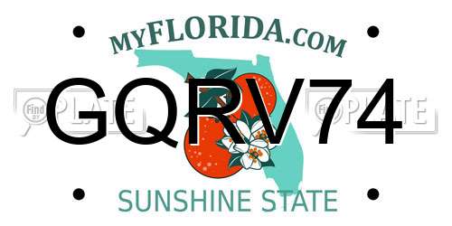 GQRV74 Florida License Plate