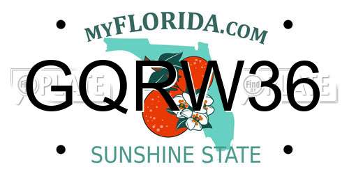 GQRW36 Florida License Plate