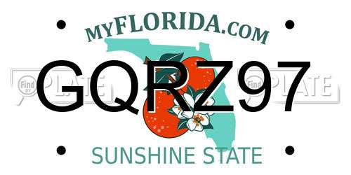 GQRZ97 Florida License Plate
