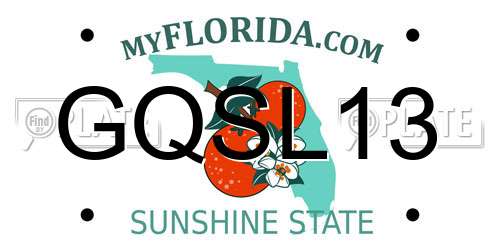 GQSL13 Florida License Plate