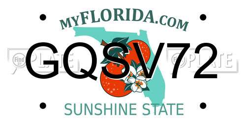 GQSV72 Florida License Plate